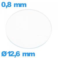 Verre de montre 12,6 mm plat verre minéral circulaire