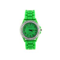 Montre Geneva bracelet vert silicone femme pas chère