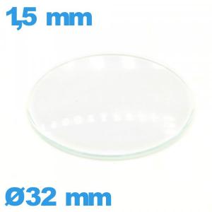 Verre en verre minéral bombé montre circulaire 32 mm