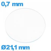 Verre circulaire 21,1 mm plat de montre verre minéral