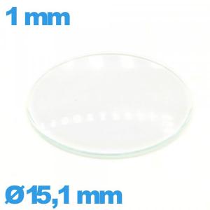 Verre circulaire 15,1 mm verre minéral bombé de montre