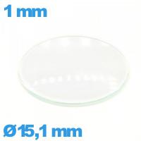 Verre circulaire 15,1 mm verre minéral bombé de montre