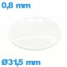 Verre 31,5 mm bombé de montre verre minéral circulaire