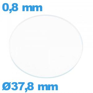 Verre montre 37,8 mm plat en verre minéral circulaire