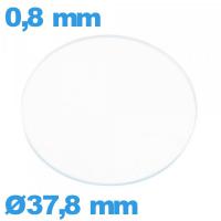 Verre montre 37,8 mm plat en verre minéral circulaire