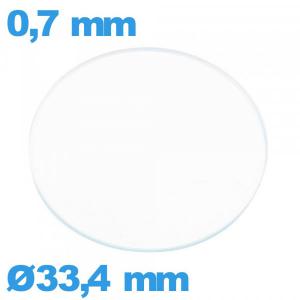Verre circulaire 33,4 mm plat montre verre minéral