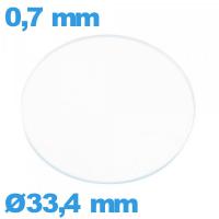 Verre circulaire 33,4 mm plat montre verre minéral