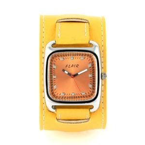 Montre poignet de force cuir véritable jaune