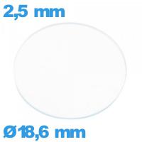 Verre montre 18,6 mm plat en verre minéral circulaire