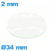 Verre circulaire 34 mm en verre minéral bombé pour montre