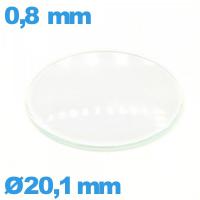 Verre montre 20,1 mm en verre minéral circulaire bombé
