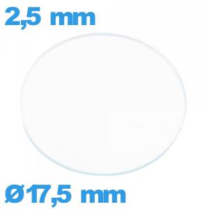 Verre plat verre minéral circulaire 17,5 mm de montre