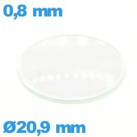 Verre en verre minéral bombé montre circulaire 20,9 mm