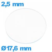 Verre 17,6 mm circulaire plat pour montre verre minéral