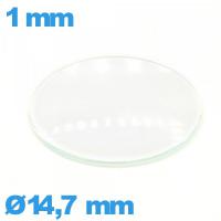 Verre en verre minéral bombé de montre circulaire 14,7 mm