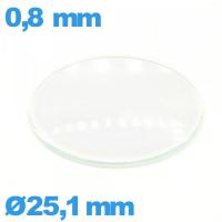 Verre de montre 25,1 mm en verre minéral circulaire bombé