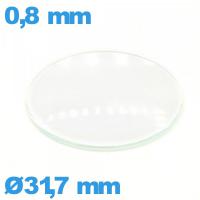 Verre pour montre 31,7 mm en verre minéral circulaire bombé