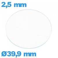 Verre de montre 39,9 mm plat en verre minéral circulaire
