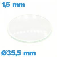 Verre pour montre en verre minéral 35,5 mm bombé circulaire