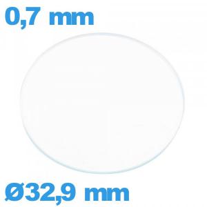 Verre plat verre minéral de montre circulaire 32,9 mm