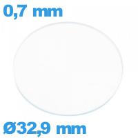 Verre plat verre minéral de montre circulaire 32,9 mm