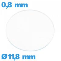 Verre circulaire 11,8 mm plat pour montre en verre minéral