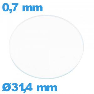Verre plat verre minéral montre circulaire 31,4 mm