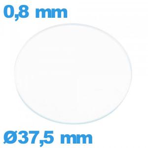 Verre 37,5 mm circulaire plat de montre verre minéral
