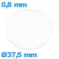 Verre 37,5 mm circulaire plat de montre verre minéral