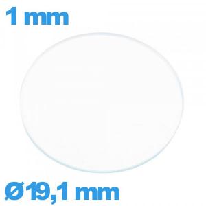 Verre montre 19,1 mm plat verre minéral circulaire