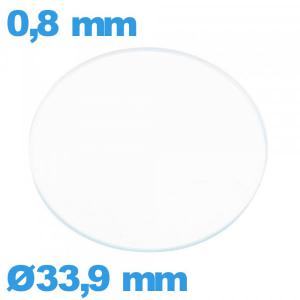 Verre plat montre verre minéral 33,9 mm circulaire