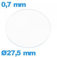 Verre circulaire 27,5 mm plat de montre verre minéral