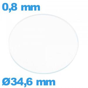 Verre pour montre en verre minéral circulaire 34,6 mm plat
