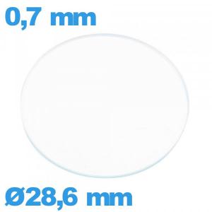 Verre plat en verre minéral circulaire 28,6 mm montre