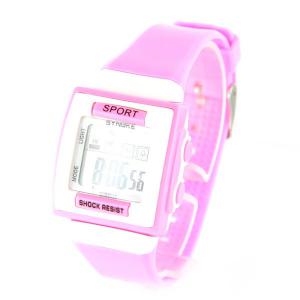 Montre moins chère multifonction rose cadran LCD chronomètre date