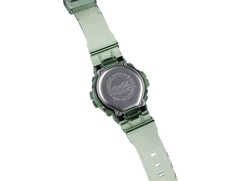 Arrière de la montre G-shock DW6900 Verte Coca-Cola