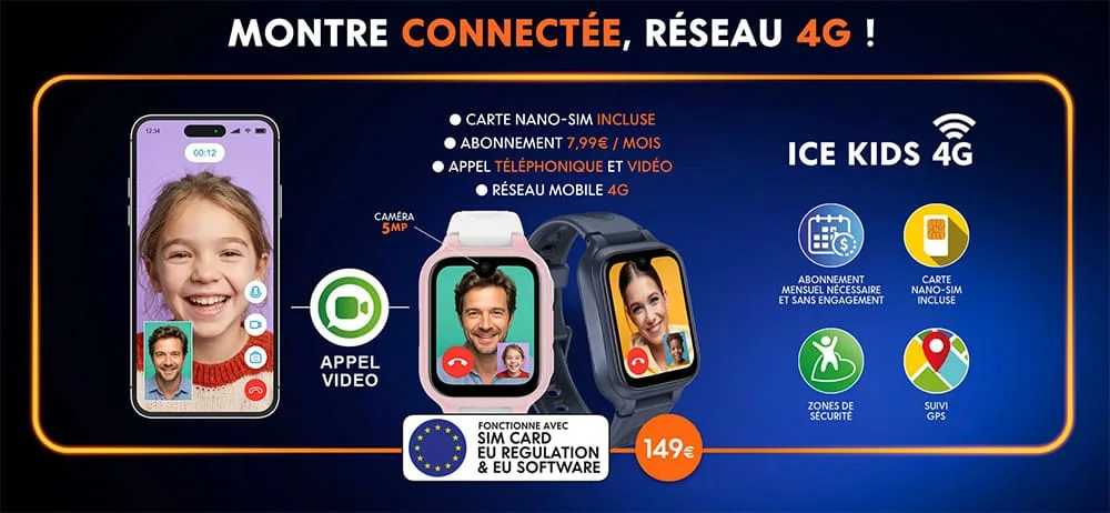 Ice Kids 4G : Montre connectée pour enfants avec 4G