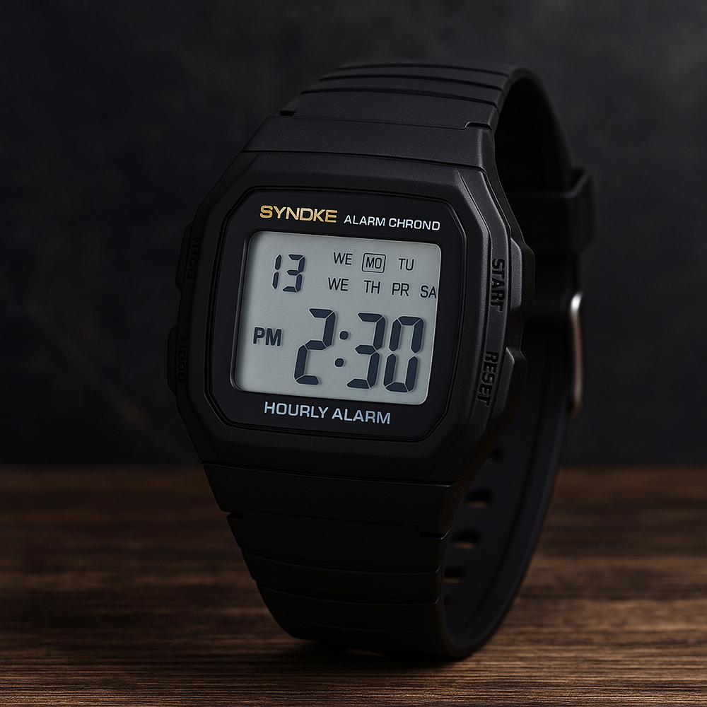 Montre digitale multifonction Plastique Noir Gros Chiffres
