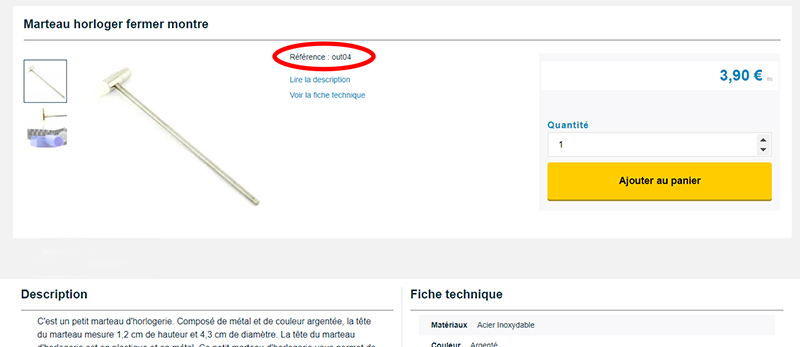 Référence sur Fiche Produit